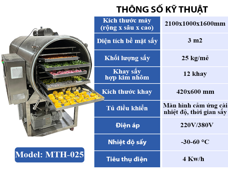 Thông số máy sấy thăng hoa MTH-025