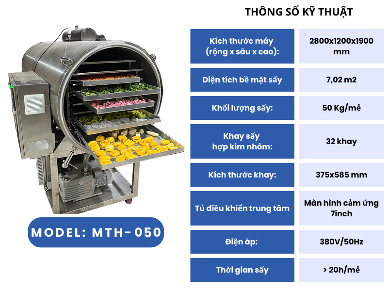 Thông số máy sấy thăng hoa MTH-050