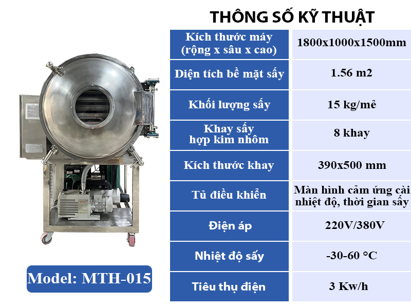 Thông số máy sấy thăng hoa MTH-015